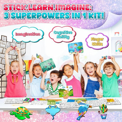 sinceroduct Foil Art Kit for Kids, Foils Arts and Crafts for Kids Age 4-8,Travel Toys Supplies,Foil-Foam Stickers,Birthday Gifts for Boys & Girls,Mess Free Coloring Card Set.
