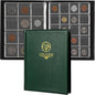 160 Pockets Coin Album - 10 Sheets Mixed Sizes Coin Holder 45x43/33x33 mm Collecting Grid for Pounds Pence Cents (Green) CS48160GR