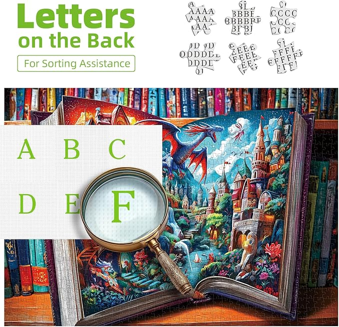 Magical Storybook Jigsaw Puzzles 1000 Pieces Fantasy World Landscape Puzzles for Adults 1000 Pieces with Letters on Back Hard Colorful Impossible Difficult Challenging Family Puzzle (27.5"X19.6")