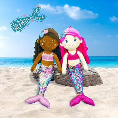 June Garden 15.5" Sparkly Mermaid Layla - Soft Mermaid Plush Stuffed Doll Gift for Toddler Girls