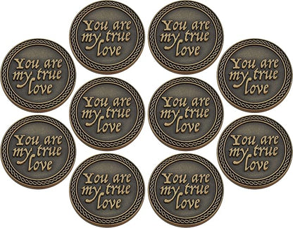 Bulk Set of 10 Romantic Love Expression Coins, You are My True Love, & The Best Thing That Ever Happened to Me, Anniversary Pocket Tokens for Date Night, Love Gift for Men & Women, from Him or Her