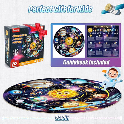SYNARRY Solar System Floor Puzzles for Kids Ages 4-8, Large 70 Piece Jigsaw Puzzles for Kids Ages 4-6, Space Planet Astronaut Toys Gifts Puzzles for 3-5 5-7 8-10 Years Old Toddlers Boys Girls Children