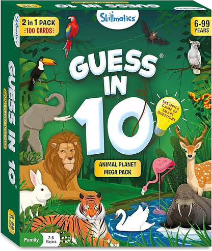 Skillmatics Guess in 10 Animals Megapack, Perfect for Boys, Girls, Kids, Teens, Adults Who Love Animal Card Games, Trivia, Travel Games, Gifts for Ages 6, 7, 8, 9, 10, and Up