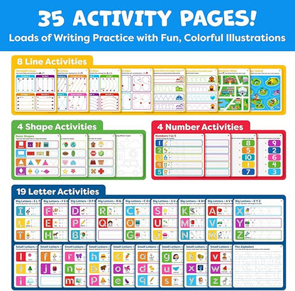 Preschool Learning Activities - Tracing Books for Kids Ages 3-5 - Toddler Handwriting Practice - Letter Tracing for Kids Preschool Kindergarten Workbooks 3-4, 4-5 Learning Books - 3 year old boy gift