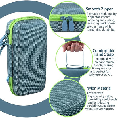 co2CREA Hard Case for 3Doodler Start+ Essentials (2024) 3D Pen Set - Storage Organizer with Custom Slots for Art Activity Set, Printing Filament Refill and USB Charger, Light Blue Case + Green Zipper