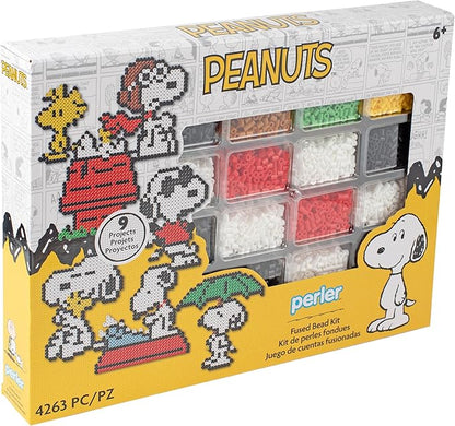 Perler 80-57183 Peanuts Fused Bead Deluxe Box Kit, 9 Unique Patterns, Multicolor, 4263 Pieces