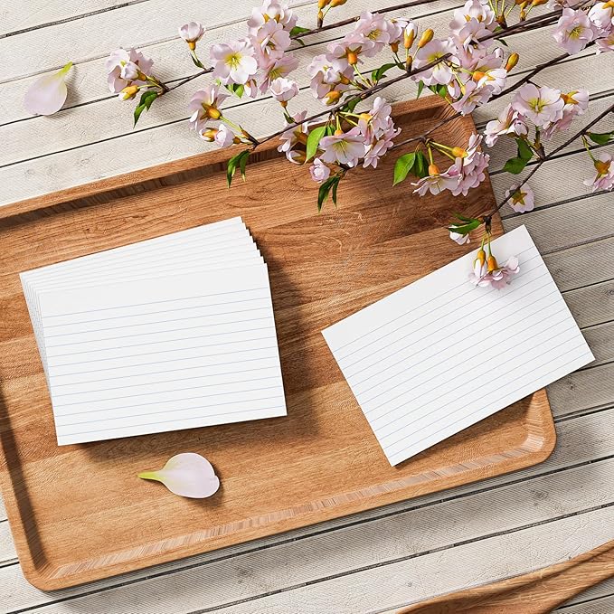 300 Count Index Cards 4x6 Flash Cards White Flashcards for Studying, Ruled 4x6 Index Cards, 10 Pack Notecards, Lined Index Card, Lined on Front, Blank on Back, 4 x 6 Card Stock Paper, White Card