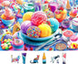 500 Piece Jigsaw Puzzle for Adults Colorful Ice Cream Candy Sweet Dessert with Letters on Back Cool Unique Fun Family ChallengingPuzzles for Seniors Family (23"x15")