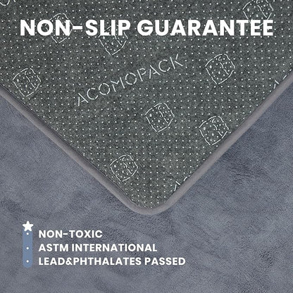 ACOMOPACK 1.3" Thick Baby Play Mat for Floor 59x71-Large Water-Repellent&Non-Slip Memory Foam Mat for Kids,Toddlers,Soft Velvet Nursery Rug for Tummy Time&Crawling,Yoga,Tatami Style(Grey)