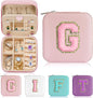 Parima Small Jewelry Box for Girls, Initial Jewelry Boxes for Girls | Small Jewelry Organizer | Travel Jewelry Case | Mini Travel Jewelry Box - Letter G, Pink