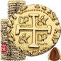 Large Metal Pirate Coins - 100 Gold Treasure Coin Set, Metal Replica Spanish Doubloons for Pirate Party Decorations & Favors, Tokens, Toys, Cosplay - Pirate Treasure Chest, Size 1.18"