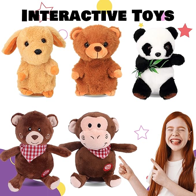 Hopearl Talking Unicorn Repeats What You Say Nodding Electric Interactive Animated Toy Speaking Plush Buddy Birthday Festival for Toddlers, 7.5''