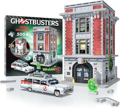 Wrebbit3D Ghostbusters 3D Puzzle Model of Firehouse Headquarters | Includes Ecto 1, Slimer and Features Stay Puft Marshmallow Man | Build and Bust Ghosts in New York