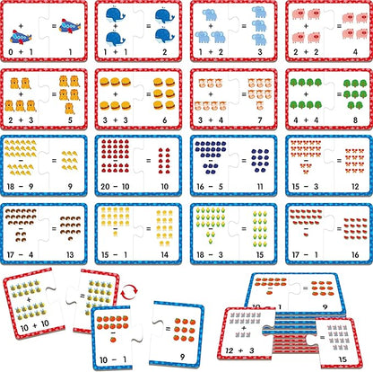 24 Set Addition & Subtraction Puzzles, Self-Correcting Matching Adding and Subtracting Puzzles, Educational Math Games Calculation Activities, Math Learning Toys for Preschool Kids