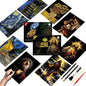 Scratch Paper Art for Adults-Scratch Painting Craft Kit (8 Sheets 16x11 in)|Foil Engraving Art Set|Stress Relief Gift for Travel Lovers,Craft Lovers|Creative Scratch Art Home Decor(Famous Painting)