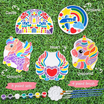 IFLOVE Paint Your Own Stepping Stones for Kids Craft Kits,Arts and Crafts for Kids Ages 4-8,5 Pack Painting Crafts for Girls Ages 8-12，Outdoor Toys Art Supplies Toddler Birthday Gift (Unicorn)