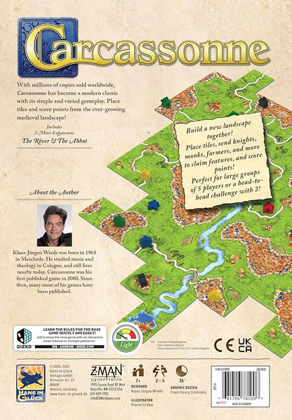 Asmodee Carcassonne Board Game - Classic Tile-Laying Strategy Game, Family Fun Medieval Adventure for Kids & Adults, Ages 7+, 2-5 Players, 35 Minute Playtime