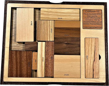 Creative Crafthouse Calibron 12 - Impossible 12 Piece Wooden Brain Teaser for Adults - Very Difficult Wood Puzzle - Made in USA