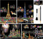 Rainbow Scratch Art Painting Paper (A4) for Adult & Kids, Night View Scratchboard, Engraving Art Set: 4 Sheets Scratch Cards & Clean Brush, Drawing Pen (Eiffel Tower/Big Ben/Moscow/Burj Khalifa)