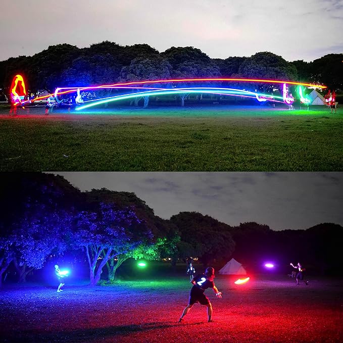TOSY Flying Disc - 36 Mono-Color LEDs, Extremely Bright, Smart Modes, Camping Essentials for Teens/Kids/Adults/Men/Boys/Girls, Auto Light Up, Rechargeable, Waterproof, 175g