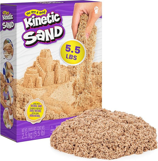 Kinetic Sand, 5.5lbs (2.5kg) Natural Brown Play Sand, Bulk Box for Arts and Crafts, Sandbox (Packaging May Vary), Moldable Sensory Toys, Ages 3 and up