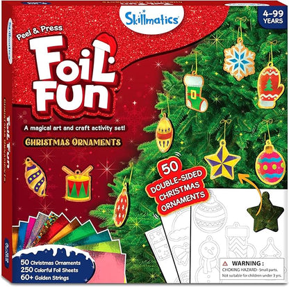 Skillmatics Foil Fun - Christmas Ornaments, Mess Free Art for Kids, Festive Holiday Craft Kits, DIY Decor Creative Activity, Gifts for Girls & Boys Ages 4, 5, 6, 7, 8, 9, and Up
