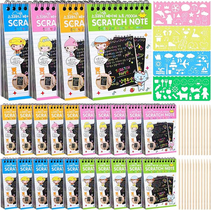 24 Pack Scratch Arts and Crafts Notebooks, Rainbow Art Scratch Note, Stuffers Essentials Gifts for Kids Ages 4-8 Birthday Party Favors Classroom Prizes