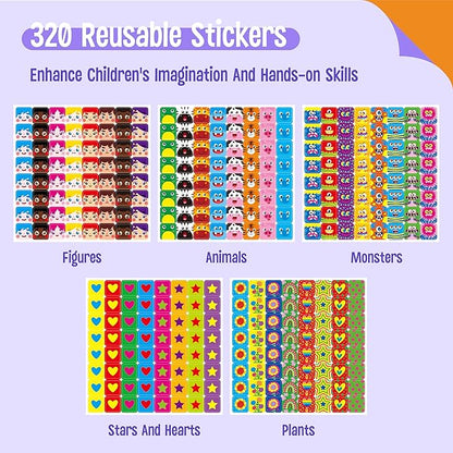 100 Math Linking Cubes, Math Cubes with 320 Reusable Stickers Manipulative Geometric Shapes Connecting and Counting Snap Blocks for Early Math & Construction, Educational Toy for Preschool, Homeschool