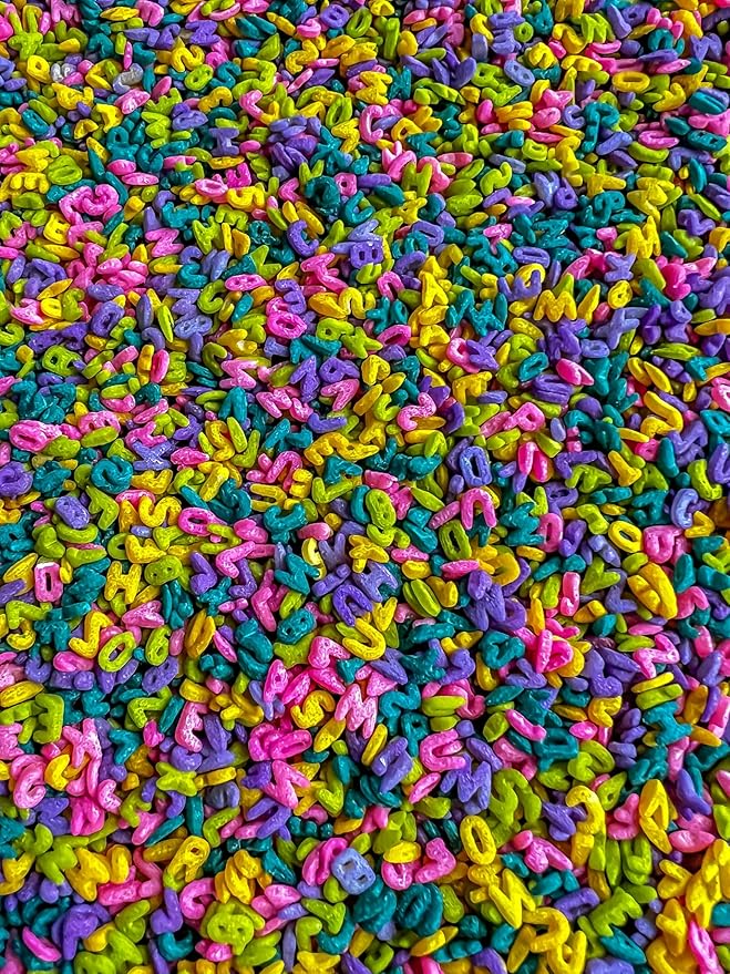 4 Cups of Tropical Rainbow Alphabet Pasta Sensory Filler for Sensory Table