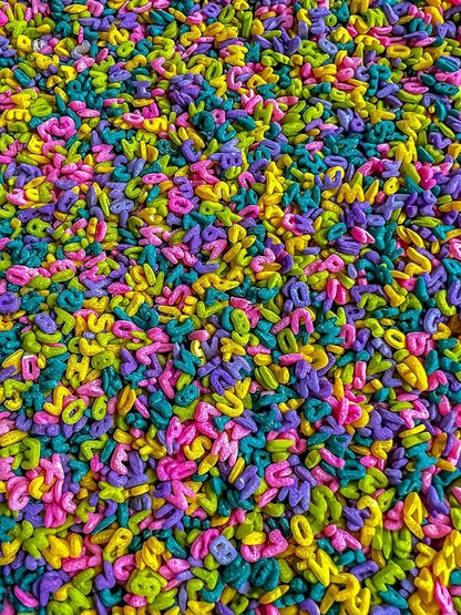 4 Cups of Tropical Rainbow Alphabet Pasta Sensory Filler for Sensory Table