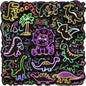 51 Pcs Neon Dinosaur Stickers for Kids, Dinos Sticker for Water Bottle, Vinyl Waterproof Laptop Decals for Teens Girls Boys, Students Adults Sticker Pack