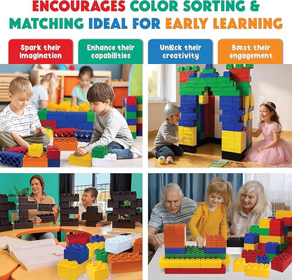 BiggoBlocks Large Building Blocks for Kids Ages 3-8 – 336 Piece Mega Set – Indoor & Outdoor STEM Toy for Boys & Girls