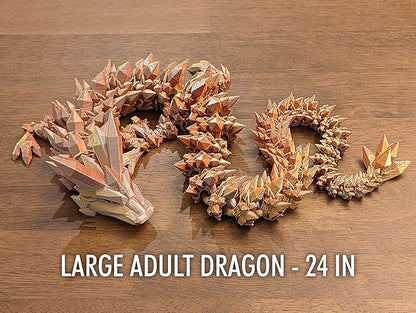 Baby 5.5" Articulated Crystal Dragon - Multi Color 3D Printed Plastic Dragon Figure - Rainbow Pearlescent Colors - Interlocked Body Segments and Legs (Baby 5.5", Dark Rainbow)