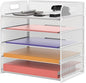 Supeasy 5 Trays Paper Organizer Letter Tray with Handle-Mesh Desk File Organizer, Paper Sorter Desk Organizer for Office, Home or School