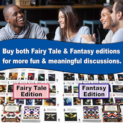 THINK2MASTER Fantasy Edition Playing Cards, 54 Cards with Family Friendly Questions & Images for Conversations, Story Starters - Tabletop Game