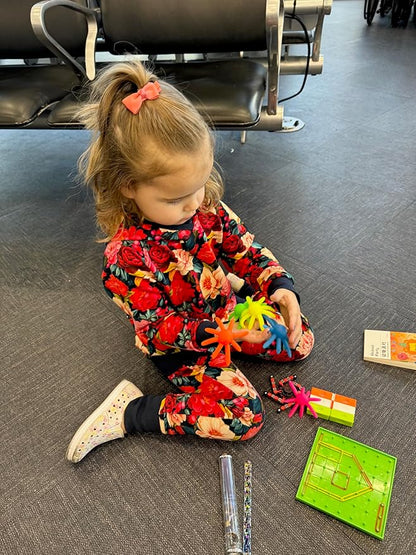 Travel Essentials for Kids – Bundle of Various Toys and Activities for Airplanes, Road Trips or Quiet Time – Sensory Toys and Travel Games for Boys & Girls -Toys ONLY- (Red)