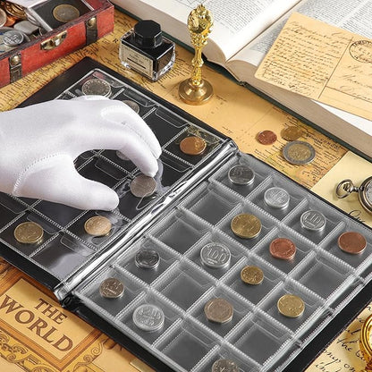 200 Pockets Coin Album - Coin Collecting Book with 10 Pages, 33x33 mm Grid Holder for Pounds Pence Cents Dollars Nickel (Blue) CS48200BL