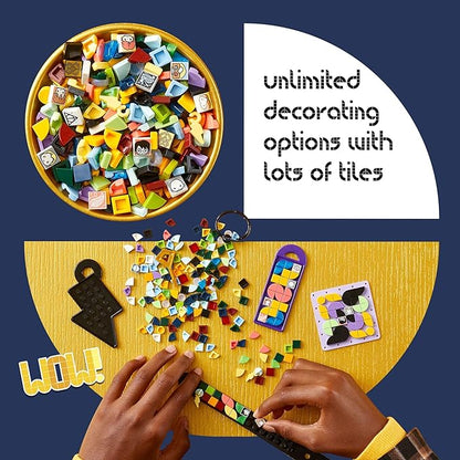 LEGO DOTS Hogwarts Accessories Pack 41808, Harry Potter Themed Jewelry Making Kit with Bracelet, 2 Bag Tags and Stich-on Patch, DIY Craft Toy Set for Kids