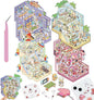 DIY 3D House Stickers, 4 Sets Fun DIY Stickers Scene Make Your Own Mini House Cute Cartoon Animal Scene Stickers for Kids Adult Sticker Art Relief Stress Pass The Time-Large Size