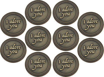 Bulk Set of 10 Romantic Love Expression Coins, I Adore You, I Want a Lifetime with You, Anniversary Pocket Tokens for Date Night, Love Gift for Men & Women, from Him or Her