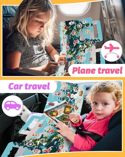 Reusable Sticker Book for Toddlers 2-4 Years, Stickers for Kids, Toddler Craft Activities, Toddler Travel Toys Ages 2+ Boy Girl Birthday Gifts - Christmas