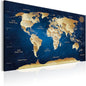 artgeist Pinboard World Map 35x24 in - Cork Board & Canvas Print Wall Art 1 pcs Memoboard with 50 Pins Noticeboard Message Board Image Picture Home Decor Travel Map k-A-0107-p-a