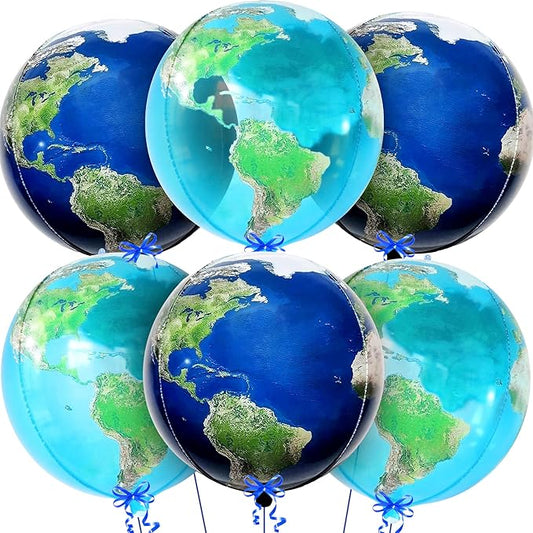 KatchOn, Globe Balloons for Globe Decorations - Big 22 Inch, Pack of 6 | Earth Balloon for Back To School, Around The World Decorations | World Balloons for Bon Voyage Party Decor, Travel Party Decor