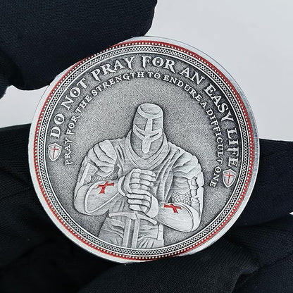 Christian Warrior Challenge Coin - The Knight Templar Coin Red Cross Religious Collection Coin