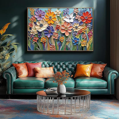 Colorful Embossed Flowers Puzzles for Adults, Plant Floral Puzzle Art, Impossible Hard Difficult Challenging Jigsaw Puzzles 1000 Pieces Painting