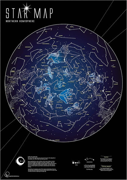 Maps International Glow in The Dark Constellation Map – Illuminates After Dark – 33 x 23