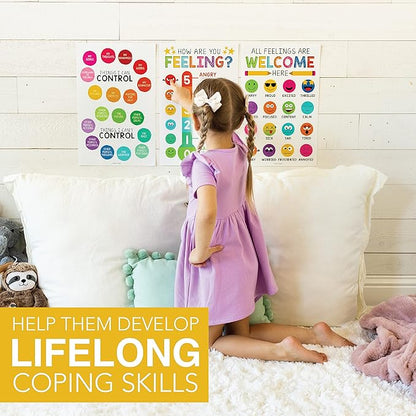 Hadley Designs Feelings Chart For Kids Ages 4-8 - Emotions Chart For Toddlers 3-5, Counseling Feelings Posters For Classroom Calming Corner, Social Emotional Learning Posters, Colorful Classroom Decor