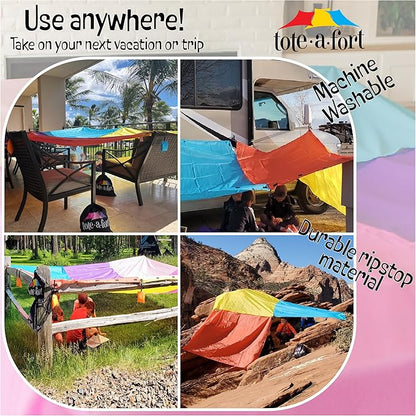Tote a Fort Princess Blanket Fort Building Kit for Kids, 3 Blanket TOTEAFORT Toy, Make a Portable Playhouse, Play Tent Boy and Girl Indoor Outdoor Build Set, STEM Children Toy, Ages 4, 8, 12 +