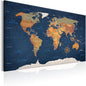 artgeist Pinboard World Map 35x24 in - Cork Board & Canvas Print Wall Art 1 pcs Memoboard with 50 Pins Noticeboard Message Board Image Picture Home Decor Travel Map k-C-0048-p-b