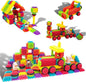 PicassoTiles PTB151 151pcs Hedgehog Lock Block STEM Building Tiles Truck Theme Set Learning Playset STEM Toy Set Educational Kit Child Brain Development Preschool Kindergarten Toy w/Animal Figures